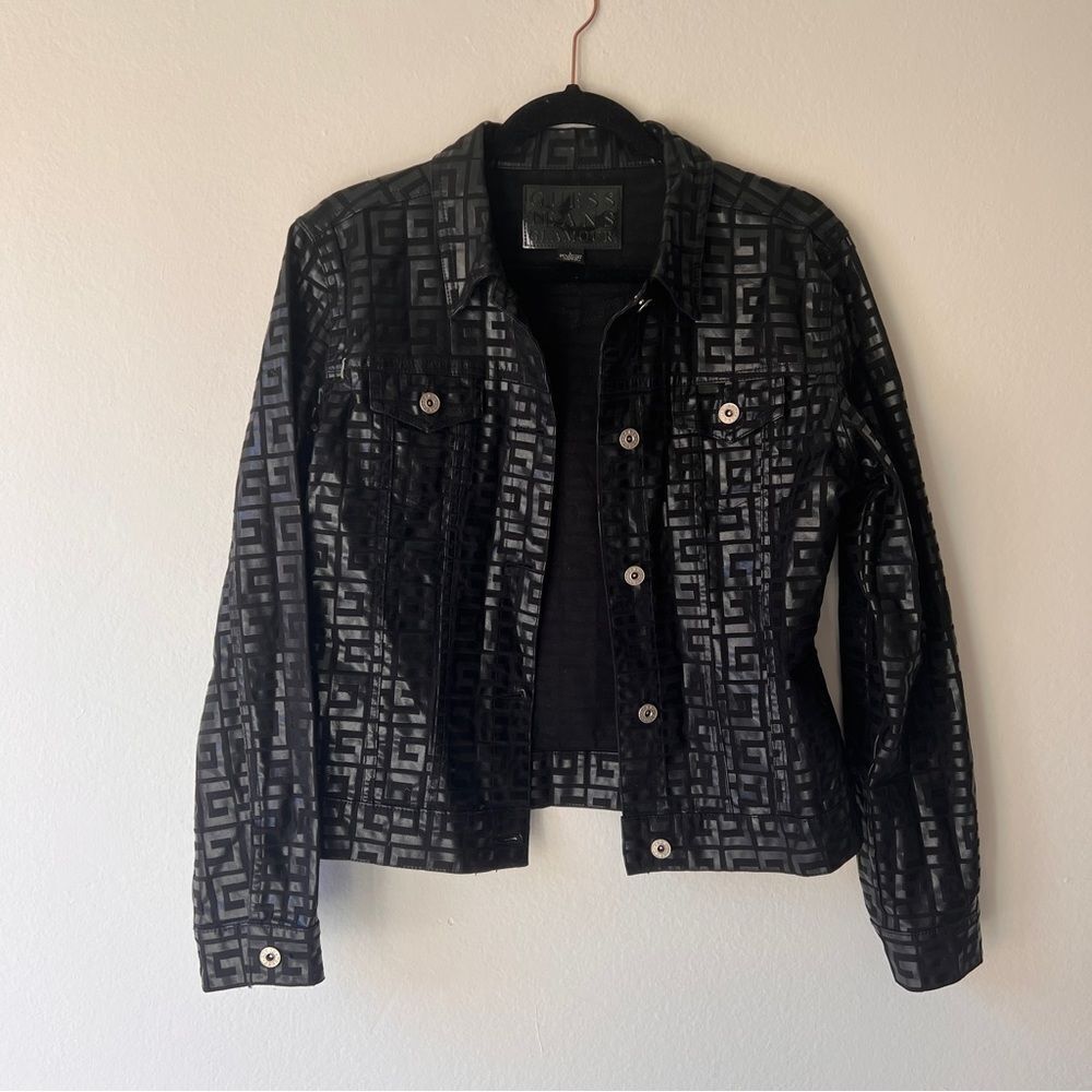 *RARE Vintage* Guess Jeans Black Jean Jacket, size: large